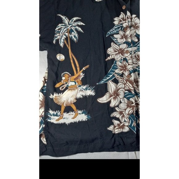 Baik Baik Honolulu Hawaiian Retro Shirt Black Size Small Hula Girl - Picture 4 of 11
